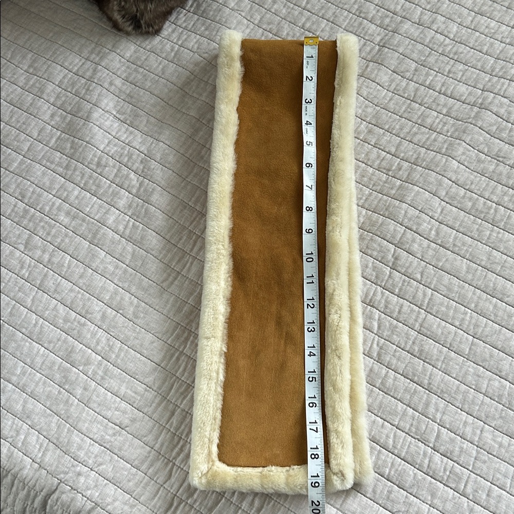 J. Crew faux suede tan cream soft Shearling boho western neck wrap scarf OS - Picture 9 of 9